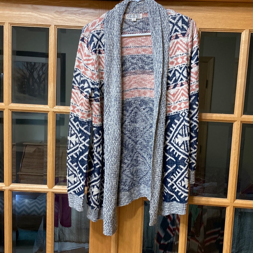 Pink Rose M blue & pink cardigan